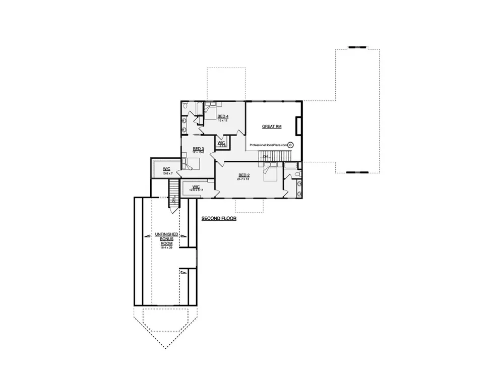 The Huron second level floor plan